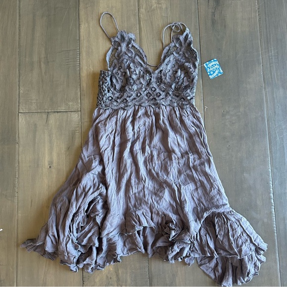 Free People One Adella Slip Mini Dress in Charcoal - Picture 5 of 6